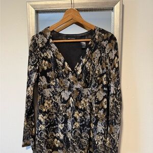 Chico's Black and Gold Floral Blouse